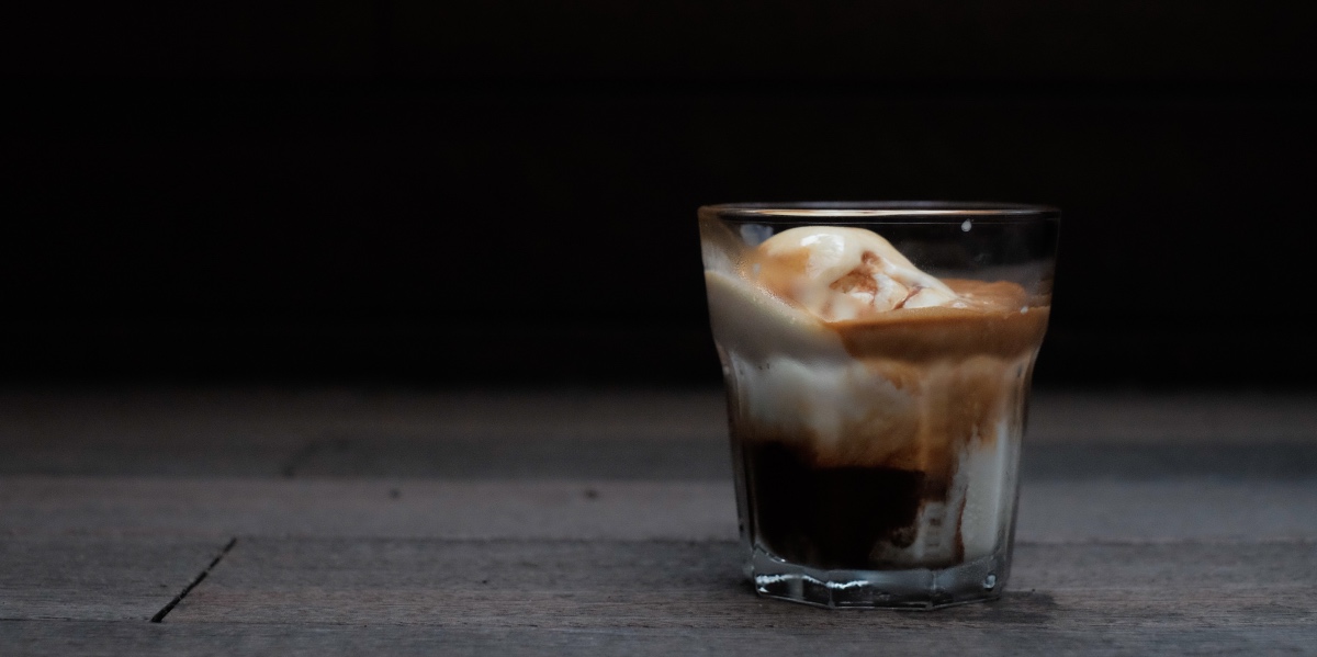 Caffe affogato. Iced coffee and gelato