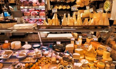 Emilia Romagna meats and cheeses. Italian meat and cheese market.